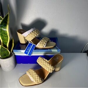 Elegant Cream Block Heel Sandals